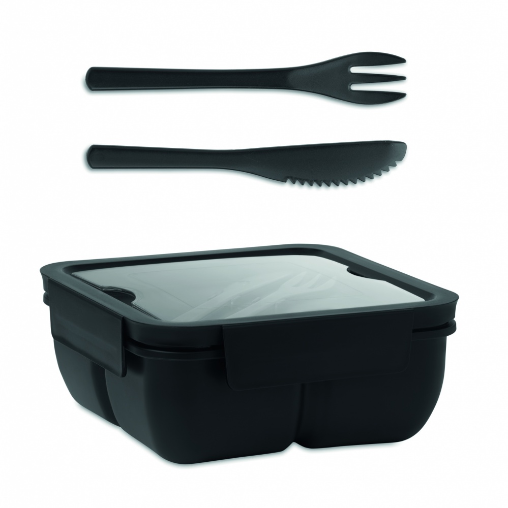 Logo trade promotional giveaways image of: Lunch box with cutlery 600ml