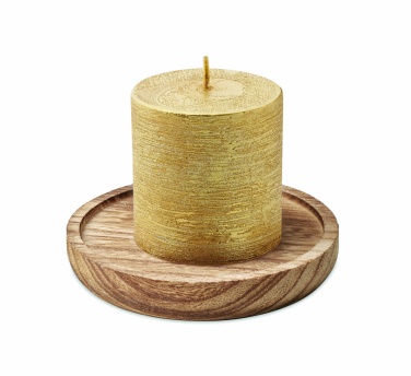 Logo trade advertising products image of: Candle on round wooden base