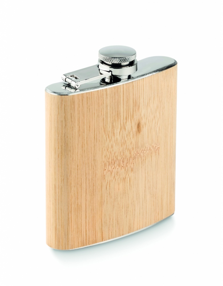 Logo trade promotional merchandise picture of: Bamboo slim hip flask 170ml