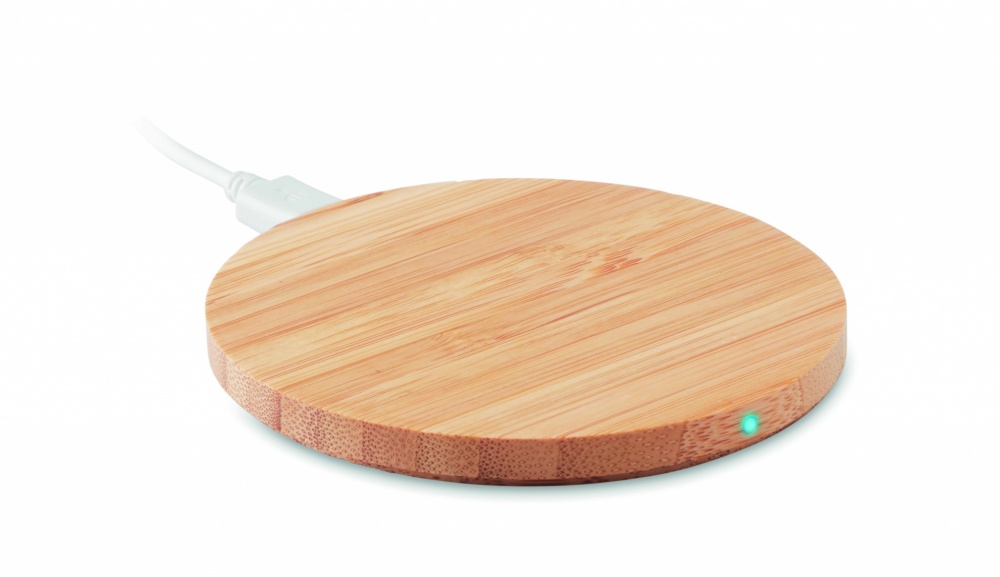Logo trade promotional product photo of: Wireless charger bamboo 10W RUNDO +