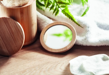 Logo trade business gift photo of: Bamboo make-up mirror