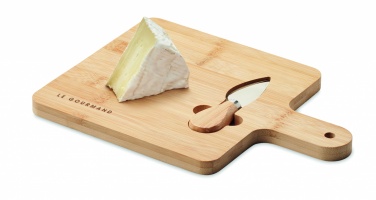 Logo trade promotional giveaways image of: Cheese board set in bamboo Bremen