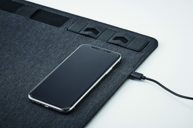 Logo trade business gifts image of: RPET mouse mat charger 15W