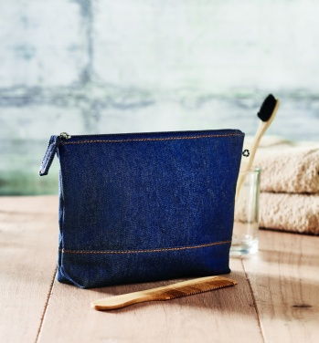 Logo trade corporate gifts picture of: Recycled denim cosmetic pouch