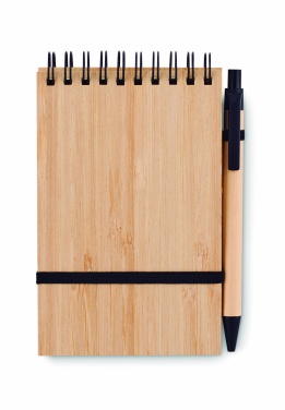 Logo trade promotional products picture of: A6 bamboo notepad with pen SONORABAM