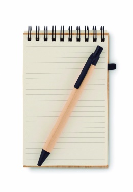 Logo trade advertising products picture of: A6 bamboo notepad with pen SONORABAM