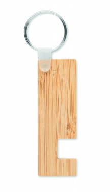 Logo trade corporate gift photo of: Bamboo stand and key ring Savonlinna