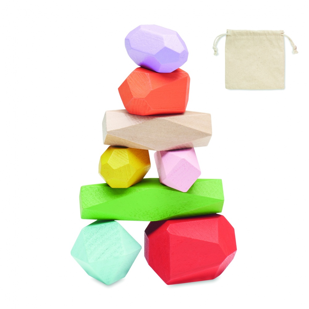 Logo trade corporate gift photo of: 8 stacking wood rocks in pouch