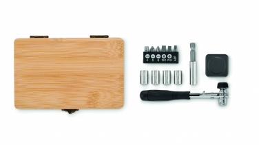 Logo trade promotional product photo of: 13 piece tool set, bamboo case