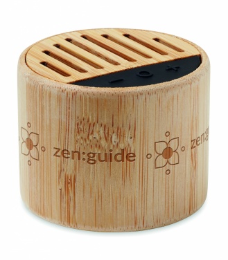 Logotrade promotional giveaways photo of: Round bamboo wireless speaker