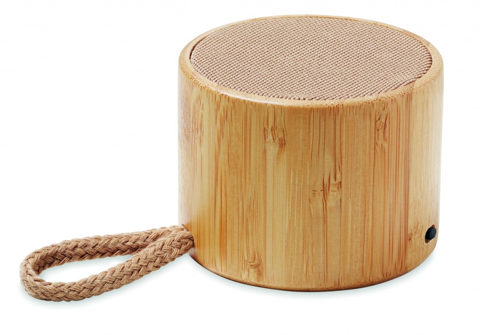 Logotrade promotional giveaway picture of: Round bamboo wireless speaker