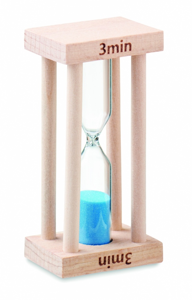 Logo trade business gift photo of: Wooden sand timer 3 minutes