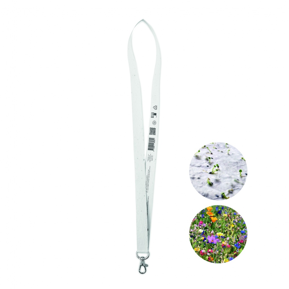 Logo trade advertising product photo of: Seed paper lanyard w/hook