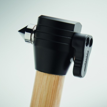 Logotrade advertising product image of: 3-in-1 bamboo flashlight with an emergency hammer and seatbelt cutter