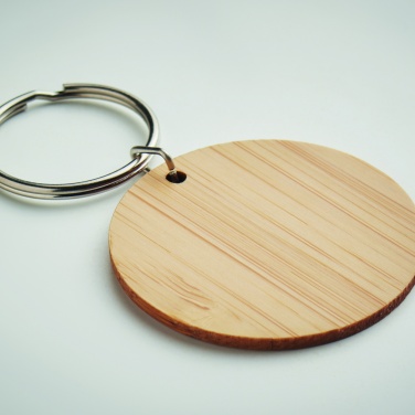 Logotrade advertising product image of: Round bamboo key ring Pieksämäki