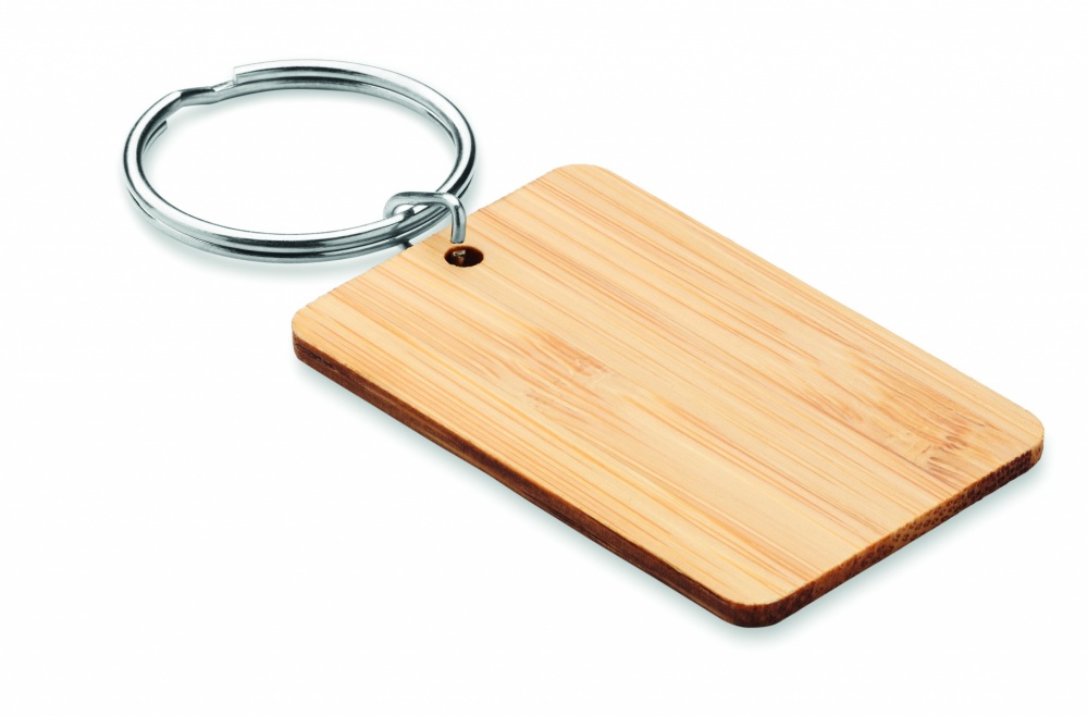 Logotrade advertising products photo of: Rectangular bamboo key ring Riihimäki
