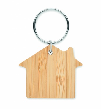 Logotrade corporate gift image of: House shaped bamboo key ring Järvenpää