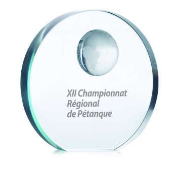 Logo trade promotional merchandise photo of: Globe glass trophy