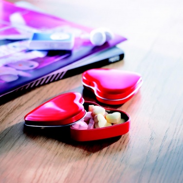Logo trade advertising products image of: Heart tin box with candies