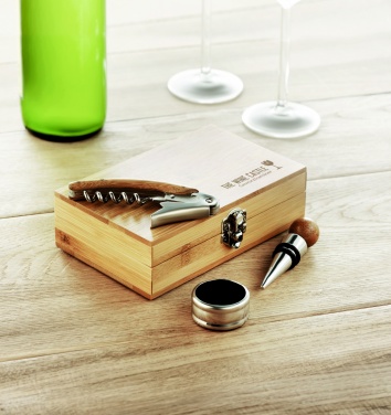 Logotrade promotional giveaway image of: Wine set in bamboo box