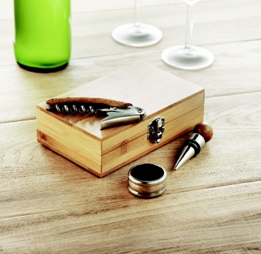 Logotrade business gift image of: Wine set in bamboo box