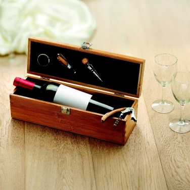 Logotrade promotional item image of: Wine set in bamboo box