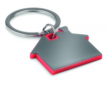 Logo trade promotional merchandise photo of: House shape plastic key ring Rezekne