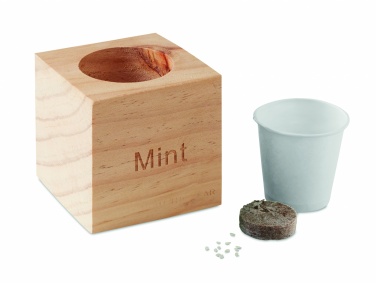 Logo trade promotional giveaways picture of: Herb pot wood "MINT"