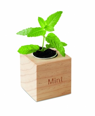 Logo trade promotional product photo of: Herb pot wood "MINT"