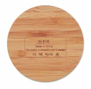 Logo trade advertising products picture of: Wireless charger bamboo 5W