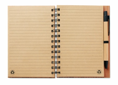 Logo trade corporate gifts image of: Bamboo notebook with pen lined BAMBLOC