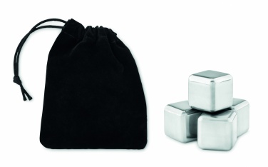 Logo trade promotional giveaways image of: Set of 4 SS ice cubes in pouch