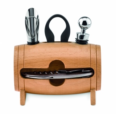 Logotrade advertising product picture of: 4 pcs wine set in wooden stand