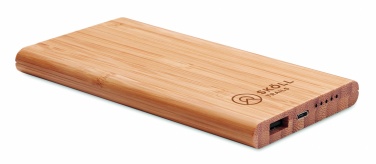 Logotrade promotional merchandise image of: Wireless power bank in bamboo 6000mAh ARENA
