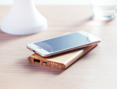 Logotrade promotional gift picture of: Wireless power bank in bamboo 6000mAh ARENA