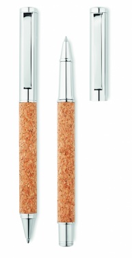 Logotrade promotional merchandise picture of: Metal Ball pen set in cork box