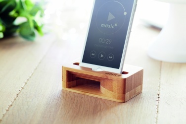 Logo trade advertising product photo of: Bamboo phone stand-amplifier CARACOL