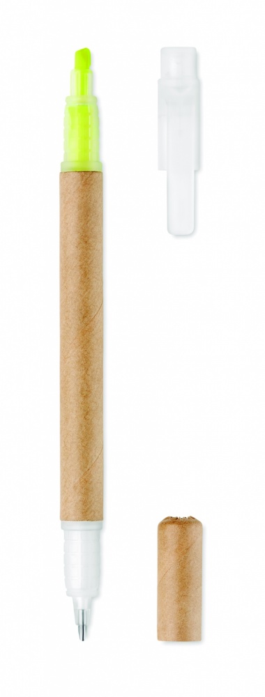 Logotrade promotional giveaway image of: 2 in 1 carton pen highlighter
