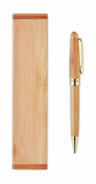 Logo trade promotional items image of: Bamboo twist-action ballpoint pen in a box