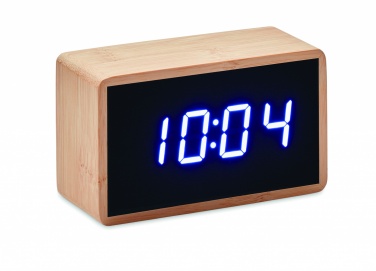 Logotrade promotional gift picture of: LED alarm clock bamboo casing Düsseldorf