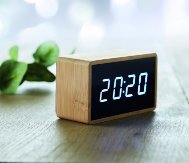 Logotrade promotional item picture of: LED alarm clock bamboo casing Düsseldorf