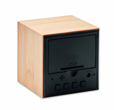 Logo trade promotional gifts picture of: LED alarm clock bamboo casing Dortmund