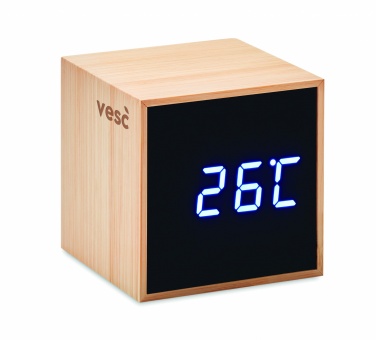 Logo trade promotional gift photo of: LED alarm clock bamboo casing Dortmund