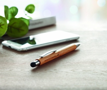 Logo trade promotional giveaways image of: Bamboo ballpoint pen with blue ink