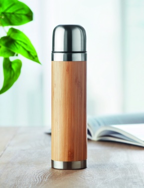 Logo trade advertising products picture of: Double wall bamboo cover flask 400ml CHAN BAMBOO