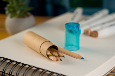 Logo trade promotional giveaways image of: Wooden crayons BECKY