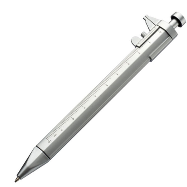 Logotrade promotional item picture of: Plastic ballpen with sliding calliper PRESCOT