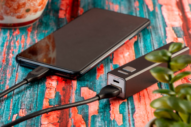 Logo trade promotional merchandise photo of: Metal power bank PORT HOPE 2200mAh