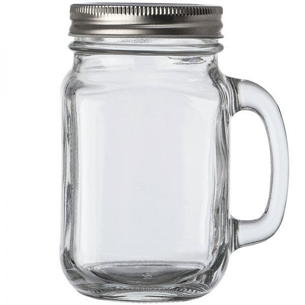 Logo trade promotional items picture of: Drinking glass with handle and lid TREVISO 450 ml