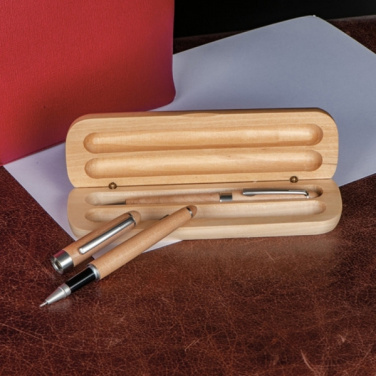 Logotrade promotional items photo of: Wooden writing set ballpen and roller INDIANAPOLIS
